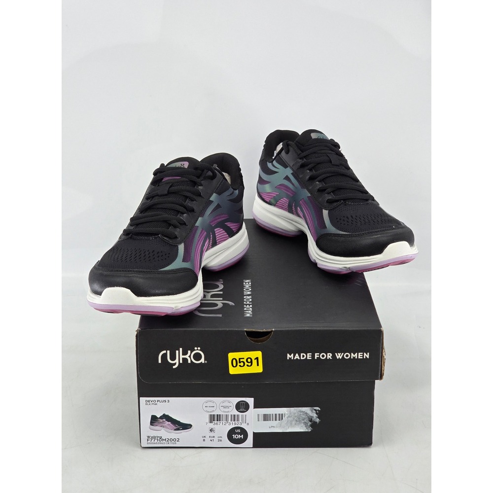 Ryka Devo Plus 3 Walking Shoes Womens 10 Black Purple F7710M2002 - Excellent